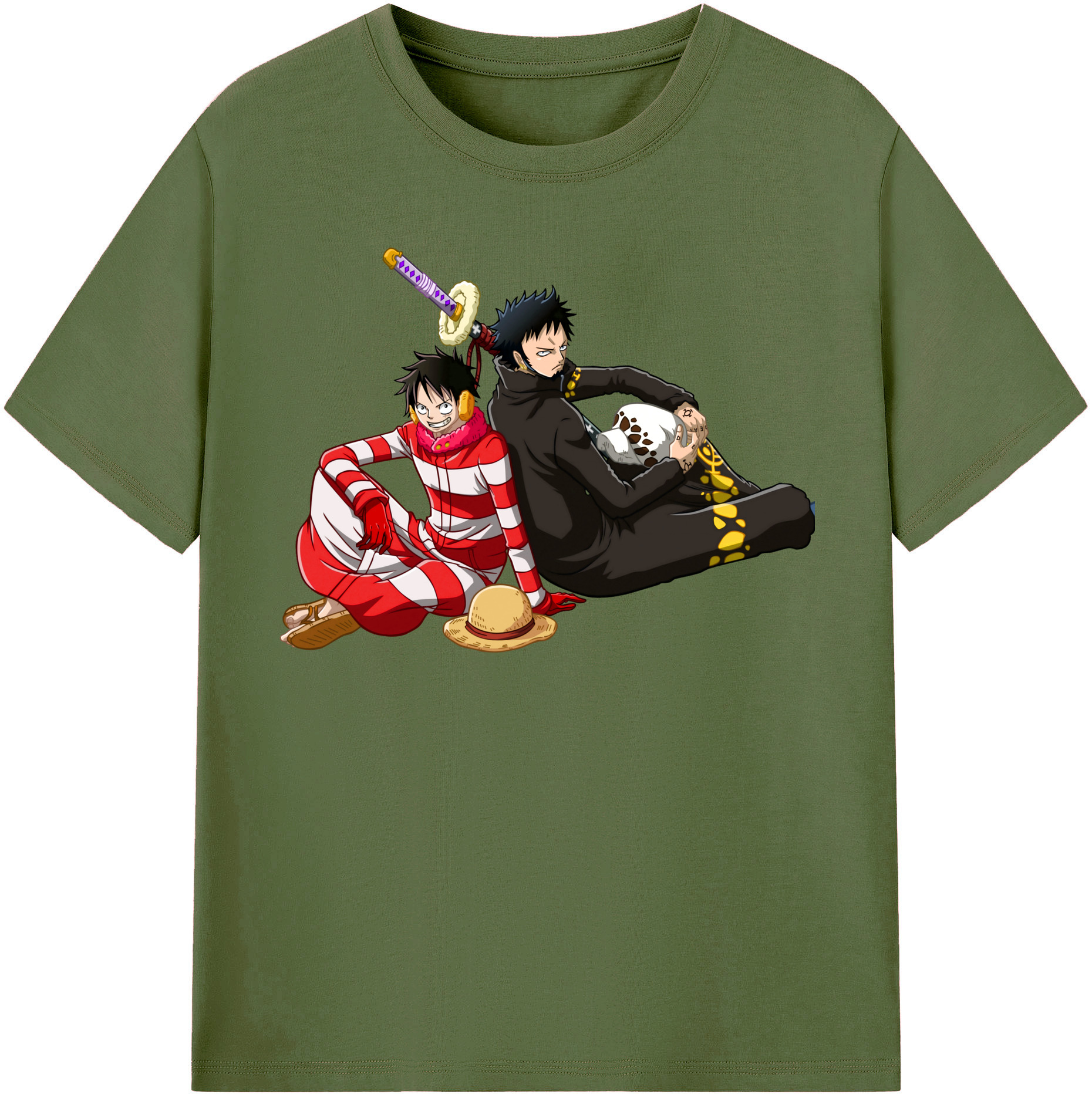 ワンピース モンキー・D・ルフィ ONE PIECE Monkey D. Luffy 綿100％半袖Tシャツ（フロントプリント）